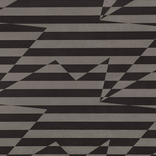 Stripey Zig Zag Birds Wallcovering Noir